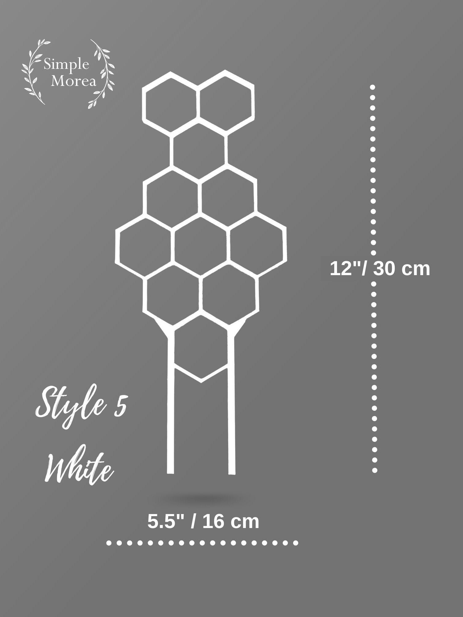 12" Tall White Honeycomb Plant Trellis, Style #5