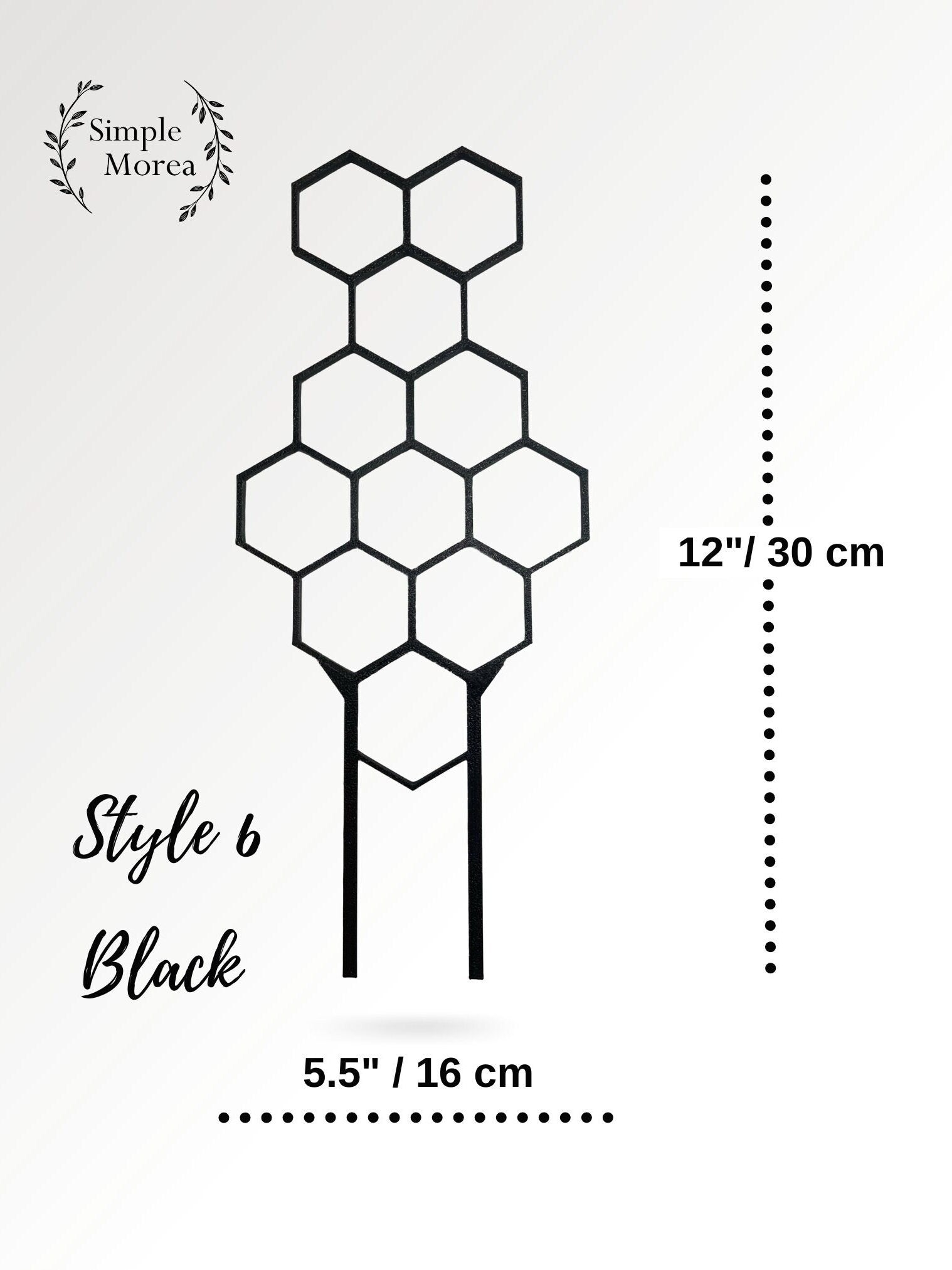 12" Tall Black Honeycomb Plant Trellis, Style #6
