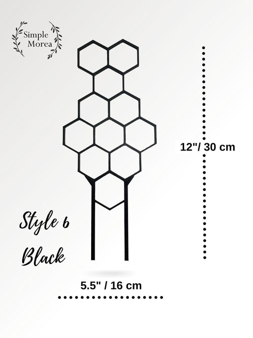 12" Tall Black Honeycomb Plant Trellis, Style #6