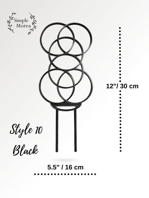 12" Tall Black Circle Plant Trellis, Style #10