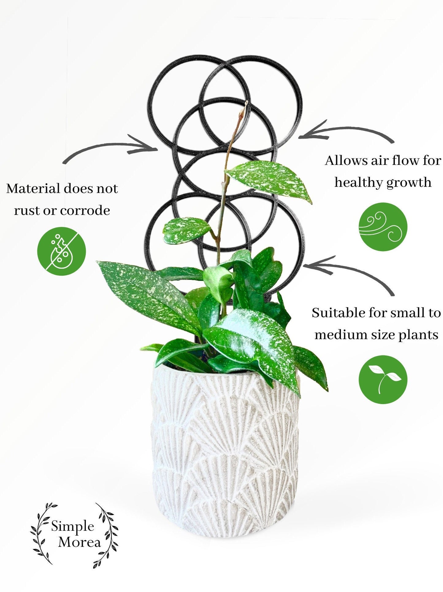 12" Tall Black Circle Plant Trellis, Style #10