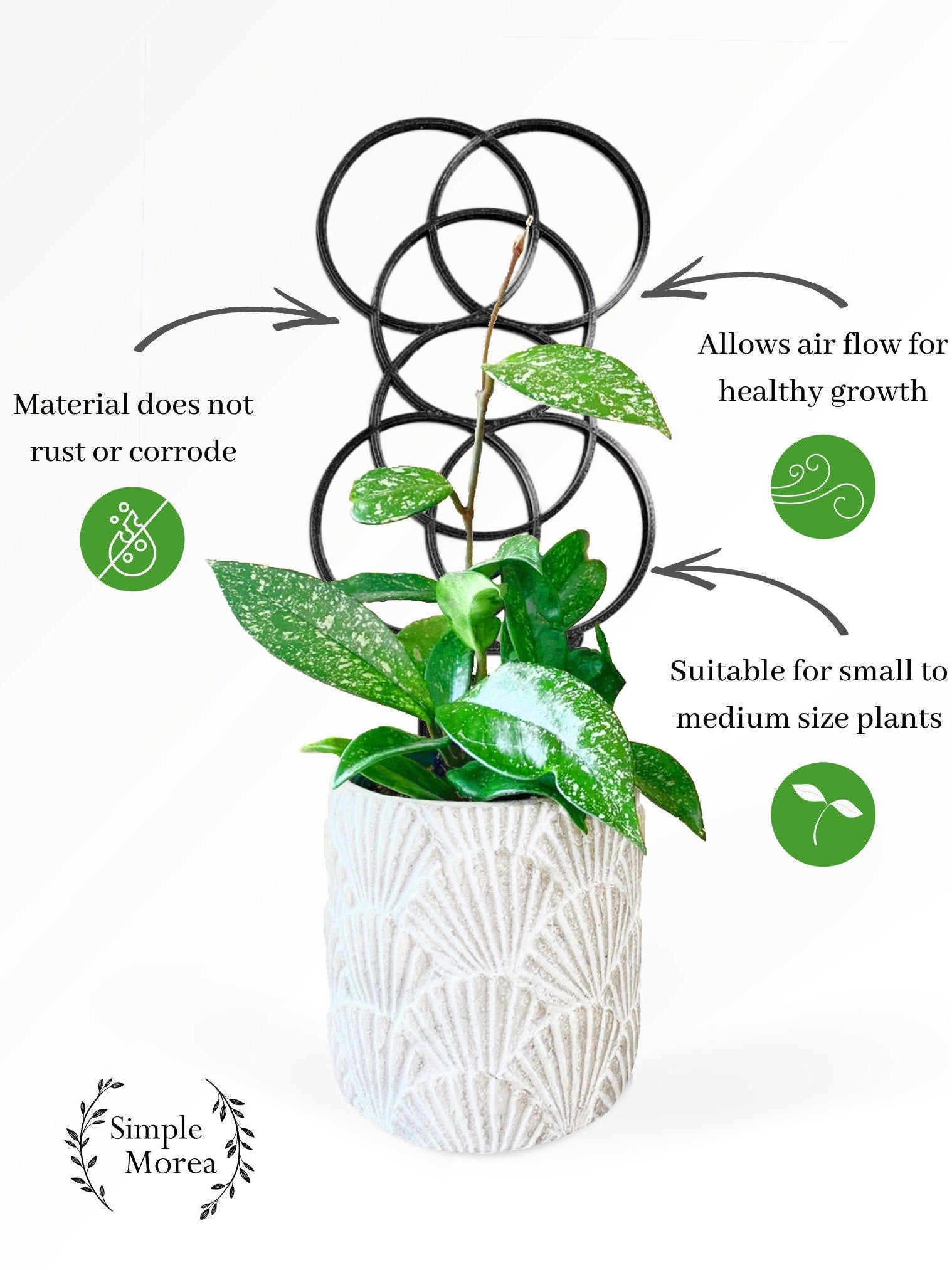 12" Tall Black Circle Plant Trellis, Style #10